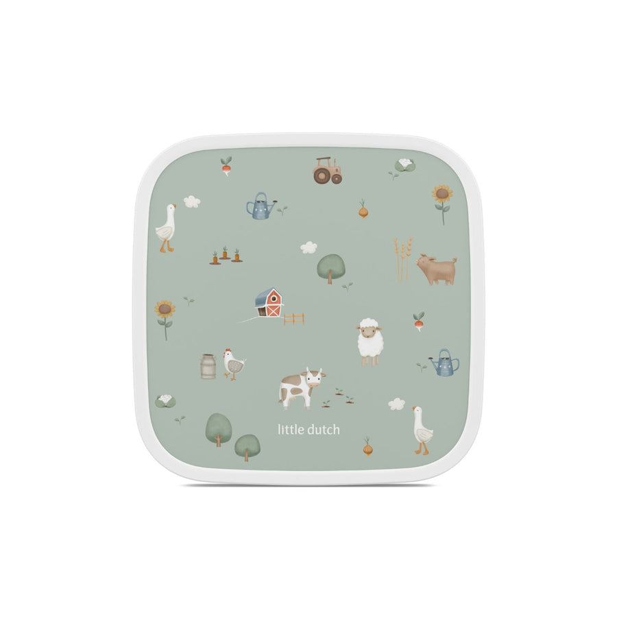 Lonchera Bento box Little farm Verde 2x 200 ml + 1250 ml