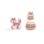 Animal de arrastre y argollas apilables Rosado