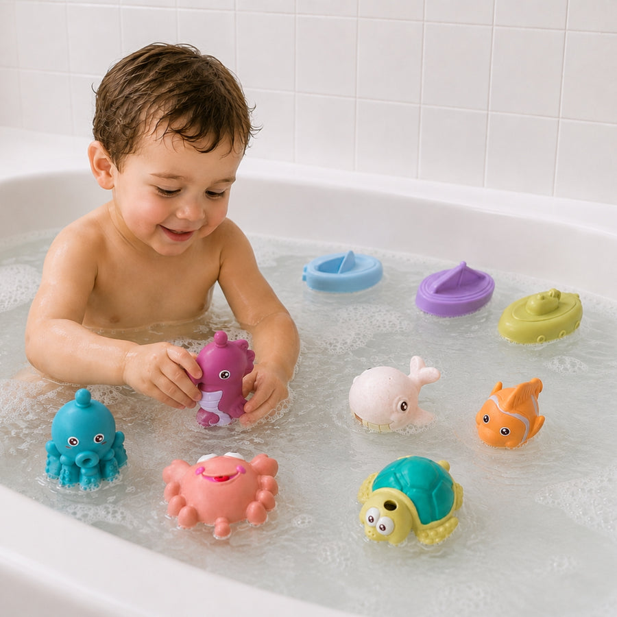 Juego de baño Barcos y animales marinos