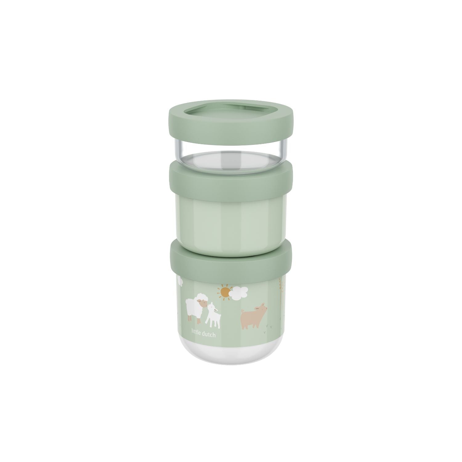 Set contenedores Little farm Verde 100 ml + 175 ml + 275 ml