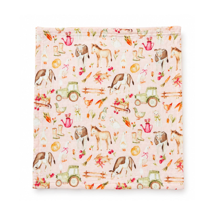 Set 3 Tutos de Muselina Amigos de la granja 60 x 60 cm