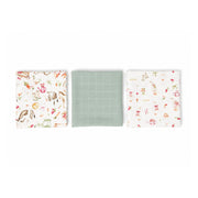 Set 3 Tutos de Muselina Amigos de la granja 60 x 60 cm