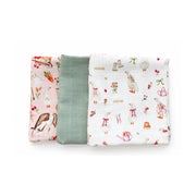Set 3 Tutos de Muselina Amigos de la granja 60 x 60 cm