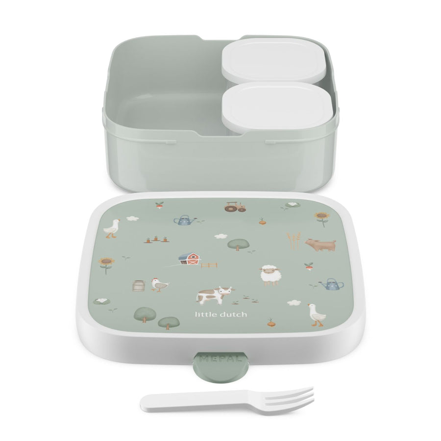 Lonchera Bento box Little farm Verde 2x 200 ml + 1250 ml